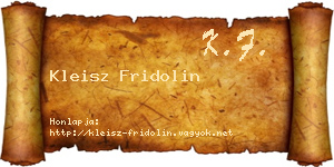 Kleisz Fridolin névjegykártya